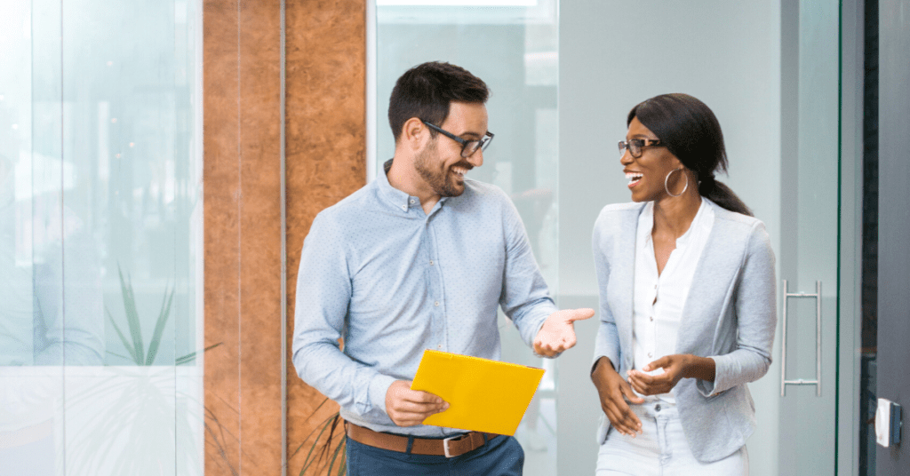 Two leaders discussing community