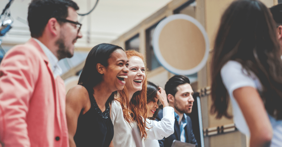 Community members talking in person