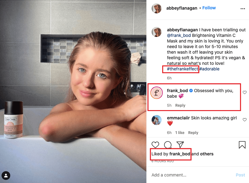 social media post and tagging