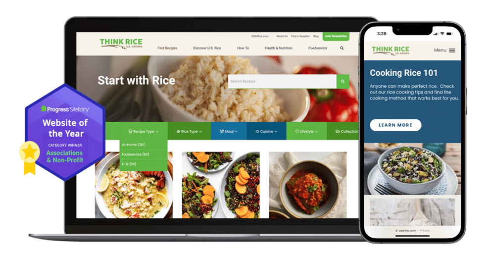 example image of Think Rice winning "Website of the Year"