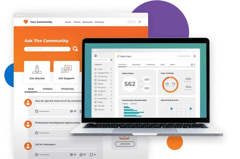 Mockup of the Higher Logic Vanilla platform, a customer community solution you can use to scale customer advocacy