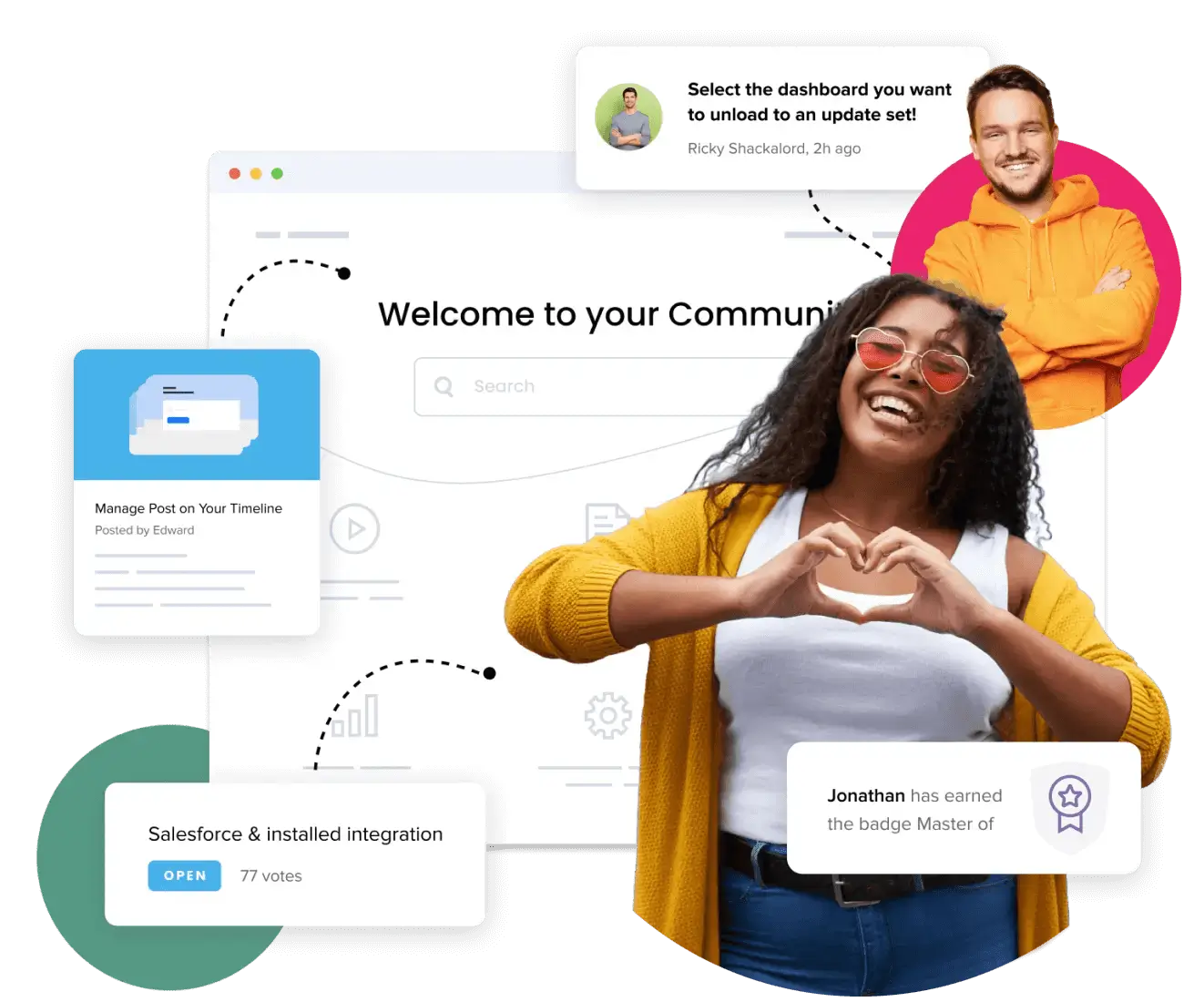 Mockup of Gainsight’s customer community platform